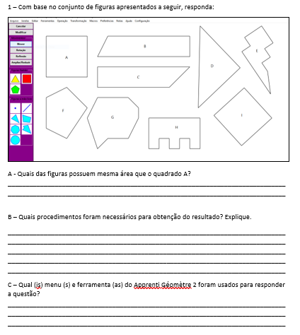  Questão 1 da
atividade sobre comparação de áreas
