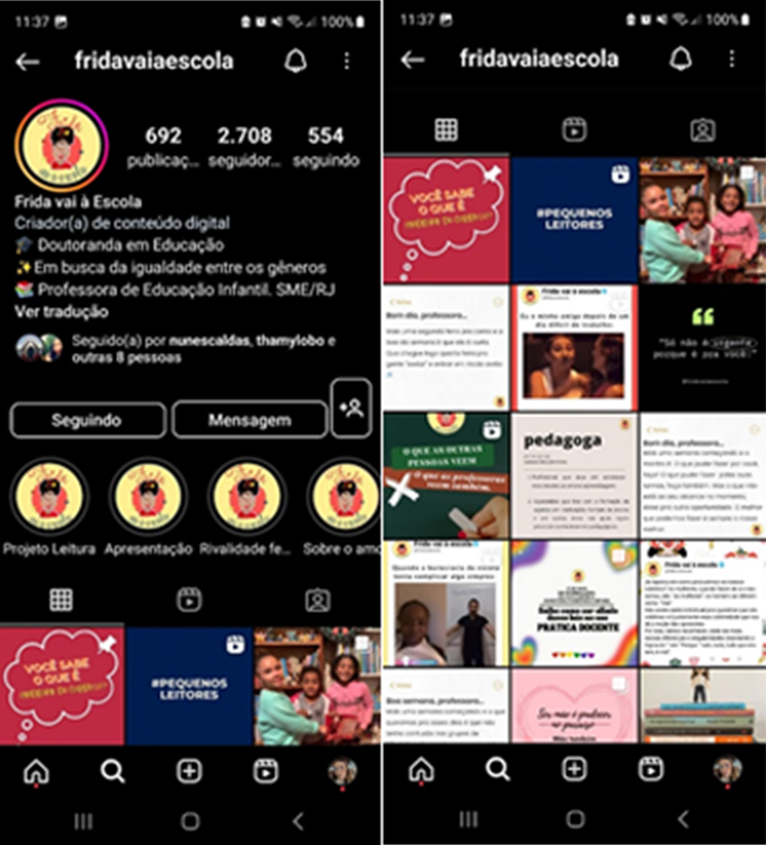 Print da tela do Instagram