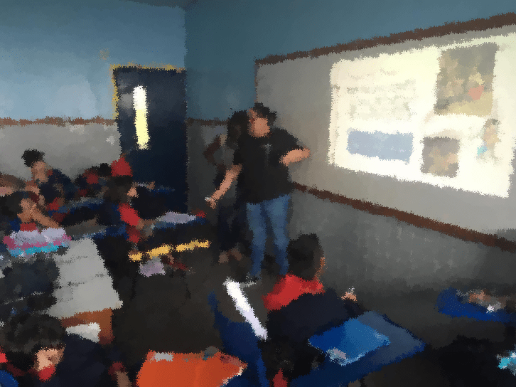 Aula ministrada pela professora Margarida aos alunos do 6º ano, da rede pública estadual do Amazonas