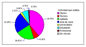  Composición de los encuestados según actividad que desempeña.
