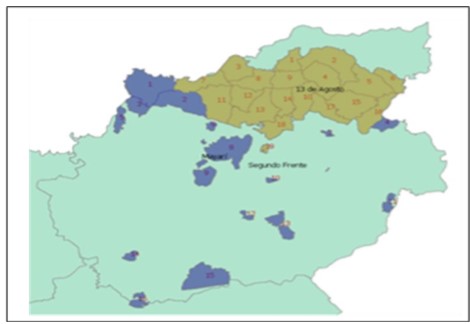 Localización
geográfica del Patrimonio Forestal de la Empresa Agroforestal Sierra Cristal en el municipio de II Frente,
provincia Santiago de Cuba.