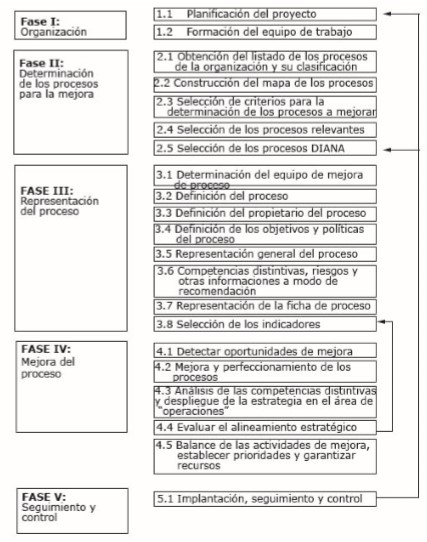 Procedimiento para la gestión por procesos (diana).