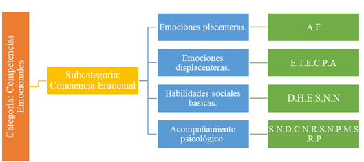Taxonom&iacute;a de la subcategor&iacute;a &lsquo;Conciencia emocional'