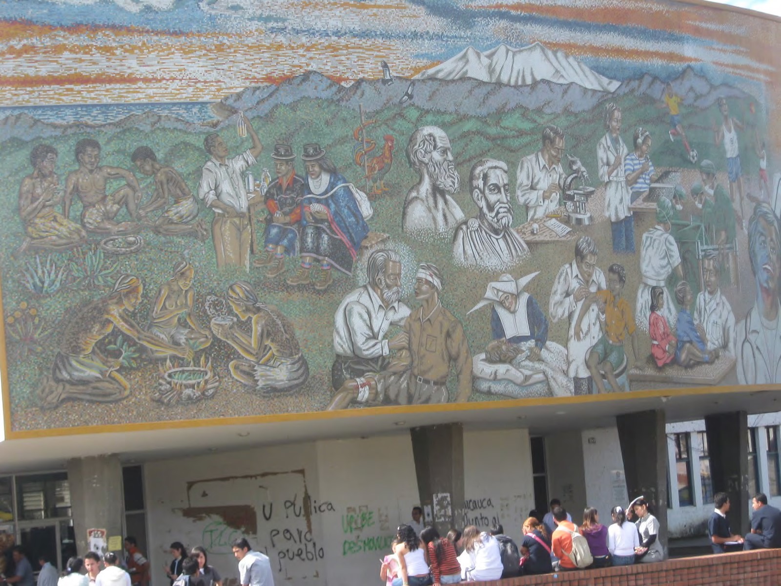 Mural de la Universidad del Cauca-Historia y evoluci&oacute;n de la salud en el gran Cauca