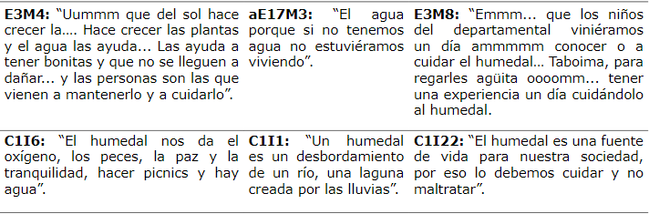 Ejemplo de codificación elaborada a partir de la información suministrada por los estudiantes