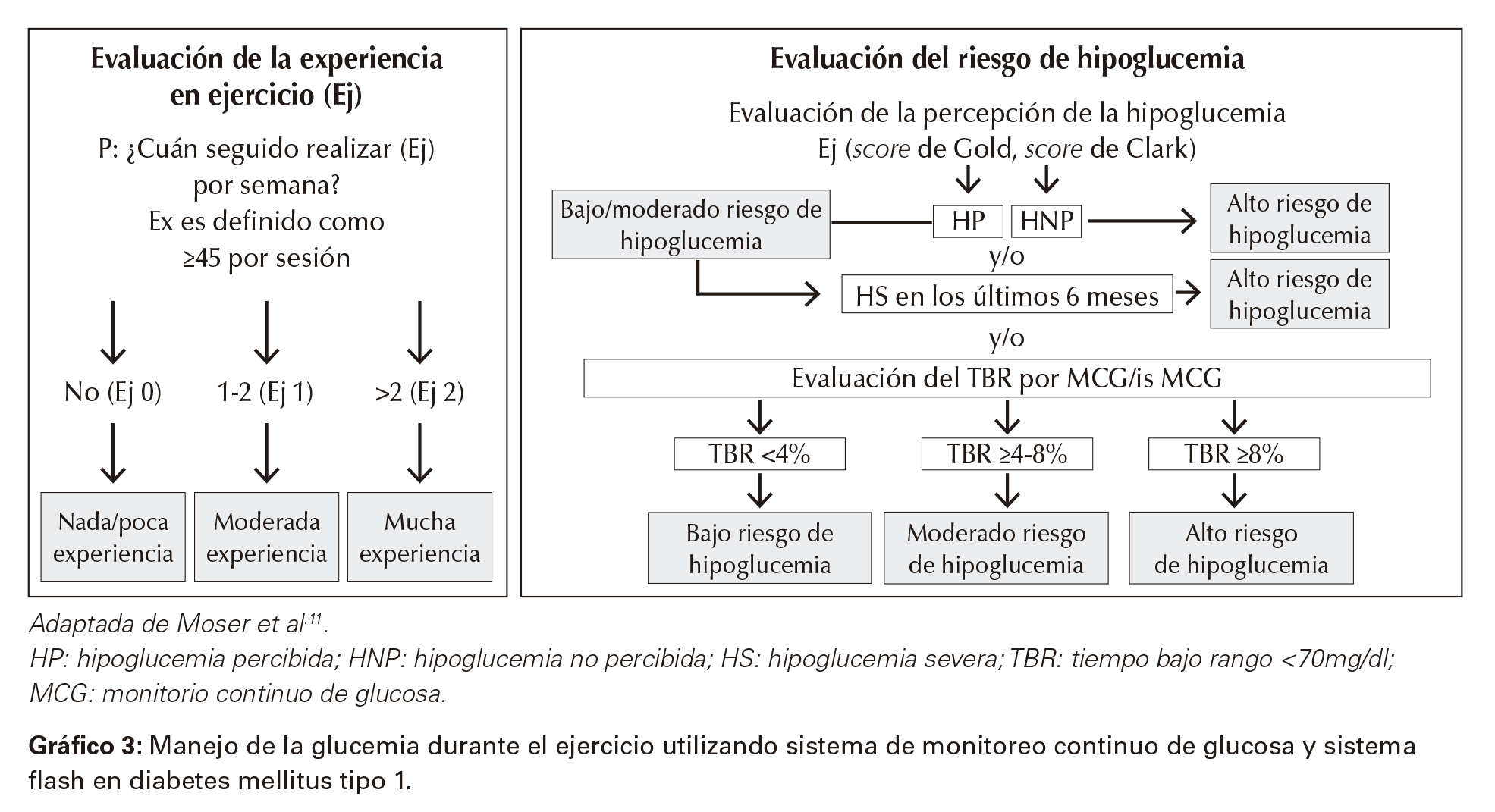 Manejo de la glucemia durante el ejercicio utilizando sistema de monitoreo continuo de glucosa y sistema flash en diabetes mellitus tipo 1.