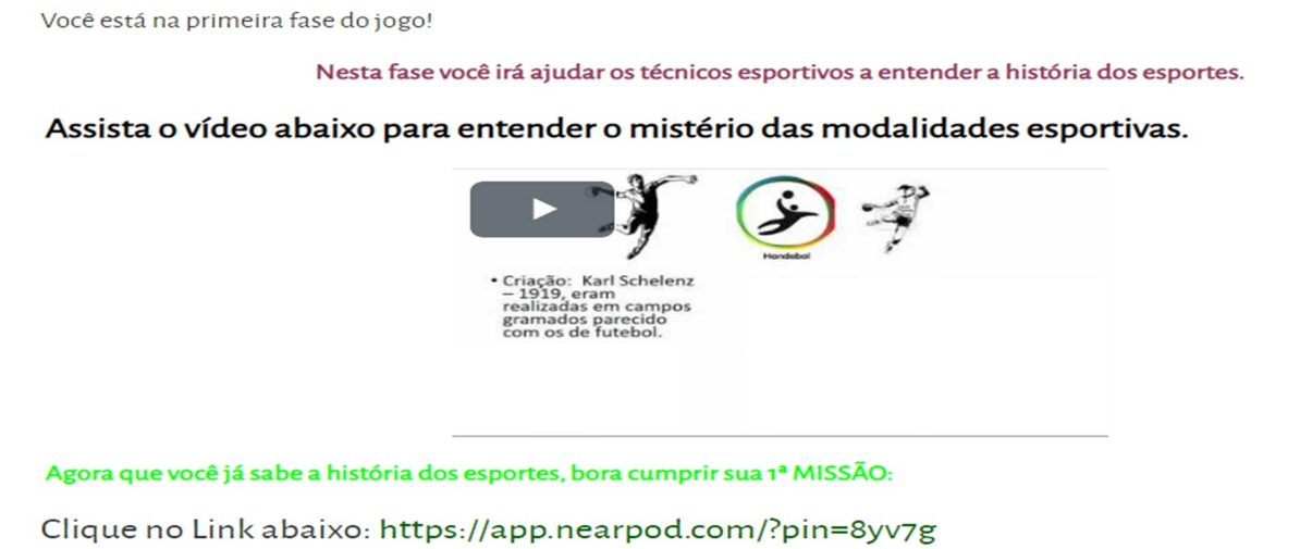 Missão 1 do AVA   atividade gamificada no aplicativo do Nearpod