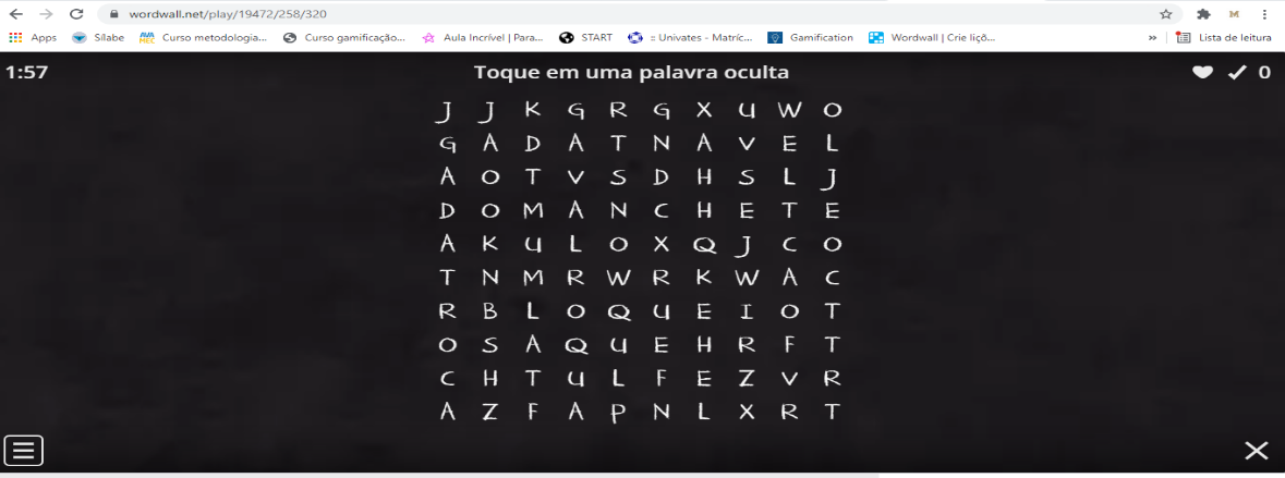 Caça palavras no Wordwall fundamentos do voleibol