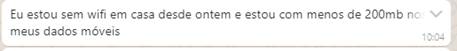 – Print de uma mensagem de um discente durante a aplicação da situação 1