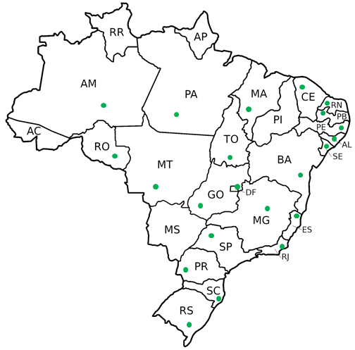 Distribuição dos professores que preencheram a ficha de
inscrição