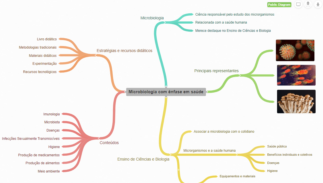 Mapa mental utilizado para abordar aspectos do ensino de
microbiologia e saúde