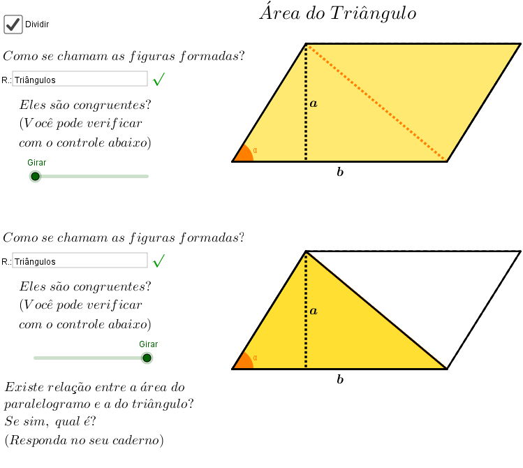 Applet área do triângulo
(sequência)