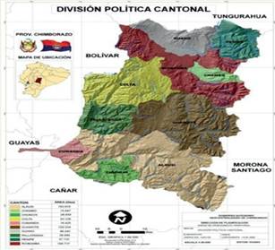 División política la provincia de Chimborazo. (Fuente: PDOT
Riobamba, 2015).