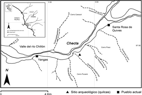 Ubicación de Checta en la cuenca del río
Chillón, Canta, Lima.