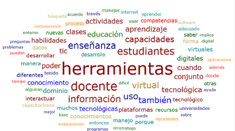 Nube de palabras de la subcategoría capacidad tecnológica.