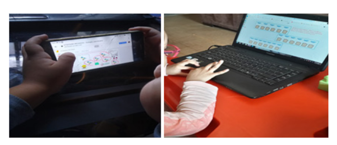 Uso del celular y
laptop por infantes de 5 años durante la etapa de aplicación del programa con
el uso del Jamboard