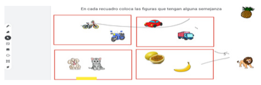 Uso del Jamboard para desarrollar la noción
de clasificación.