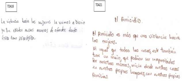 Textos escrito por estudiantes