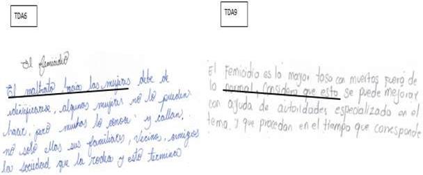 Textos transcritos de los estudiantes (TDA6 y TDA42)