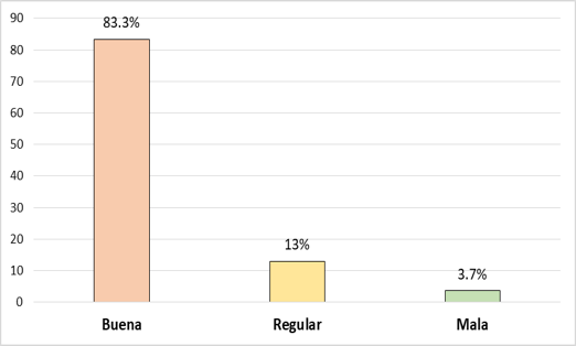Gráfico 1. Calidad del registro de las recetas de enfermería de suplemento de hierro brindada por los profesionales de enfermería