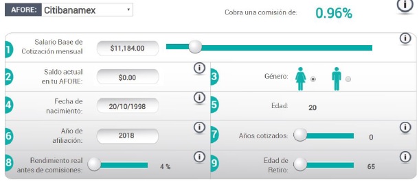 Inserción de datos en la
Calculadora IMSS.  