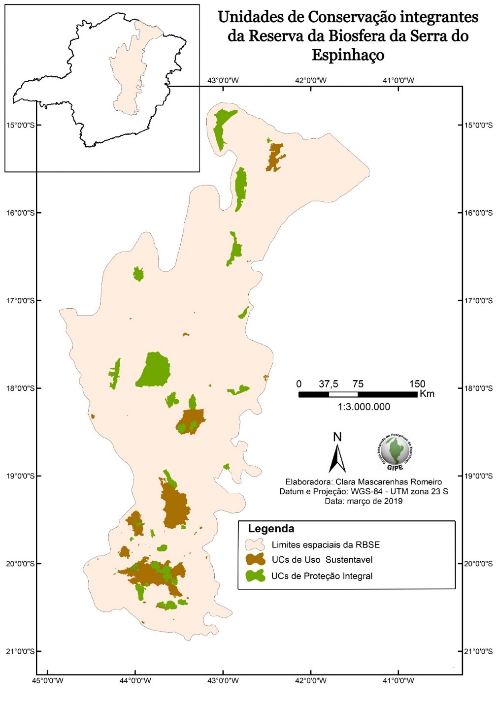 Figura
1. Mapa da RBSE com destaque para as UCs