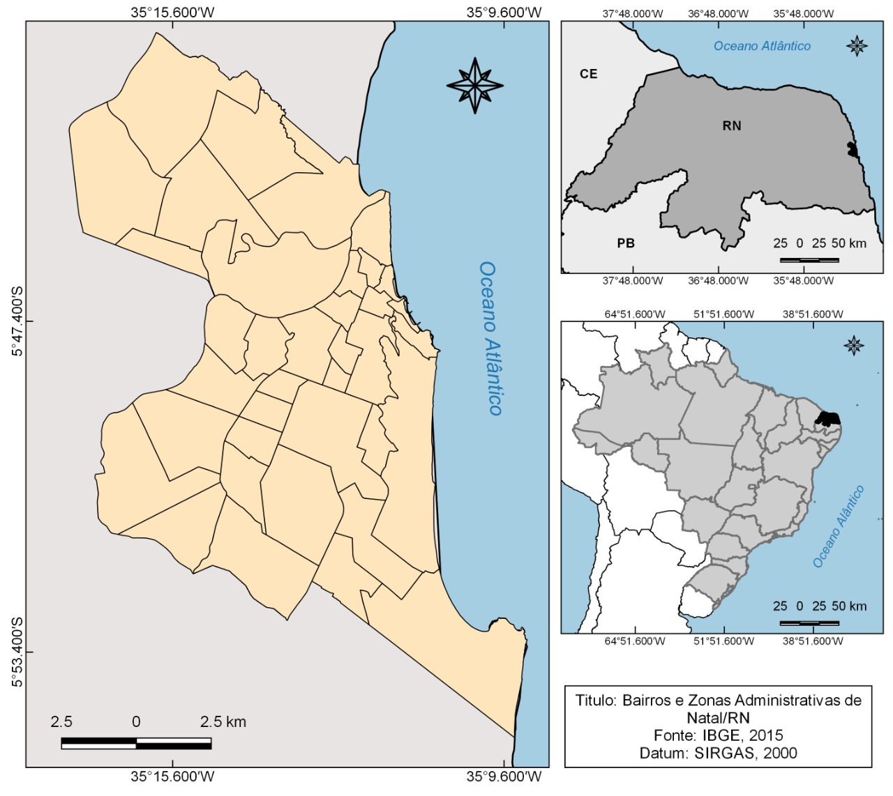 Figura 1. Mapa
de localização geográfica de Natal.