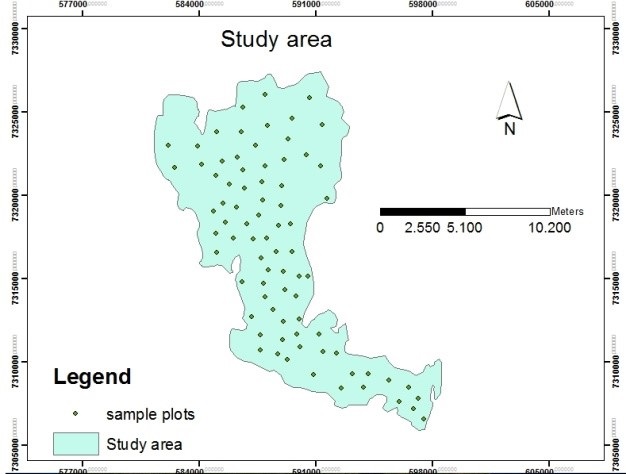 Figura 1.
Distribuição das unidades amostrais ao longo da área de estudo.
