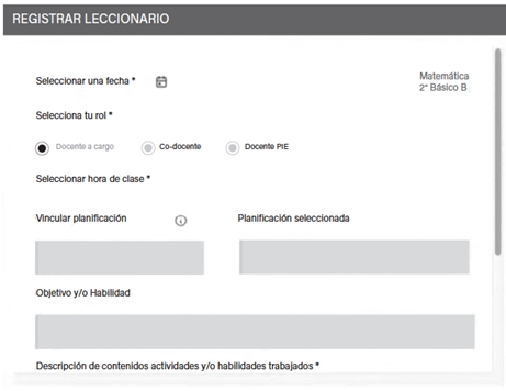  Ejemplo de leccionario digital en blanco de la plataforma KIMCHE