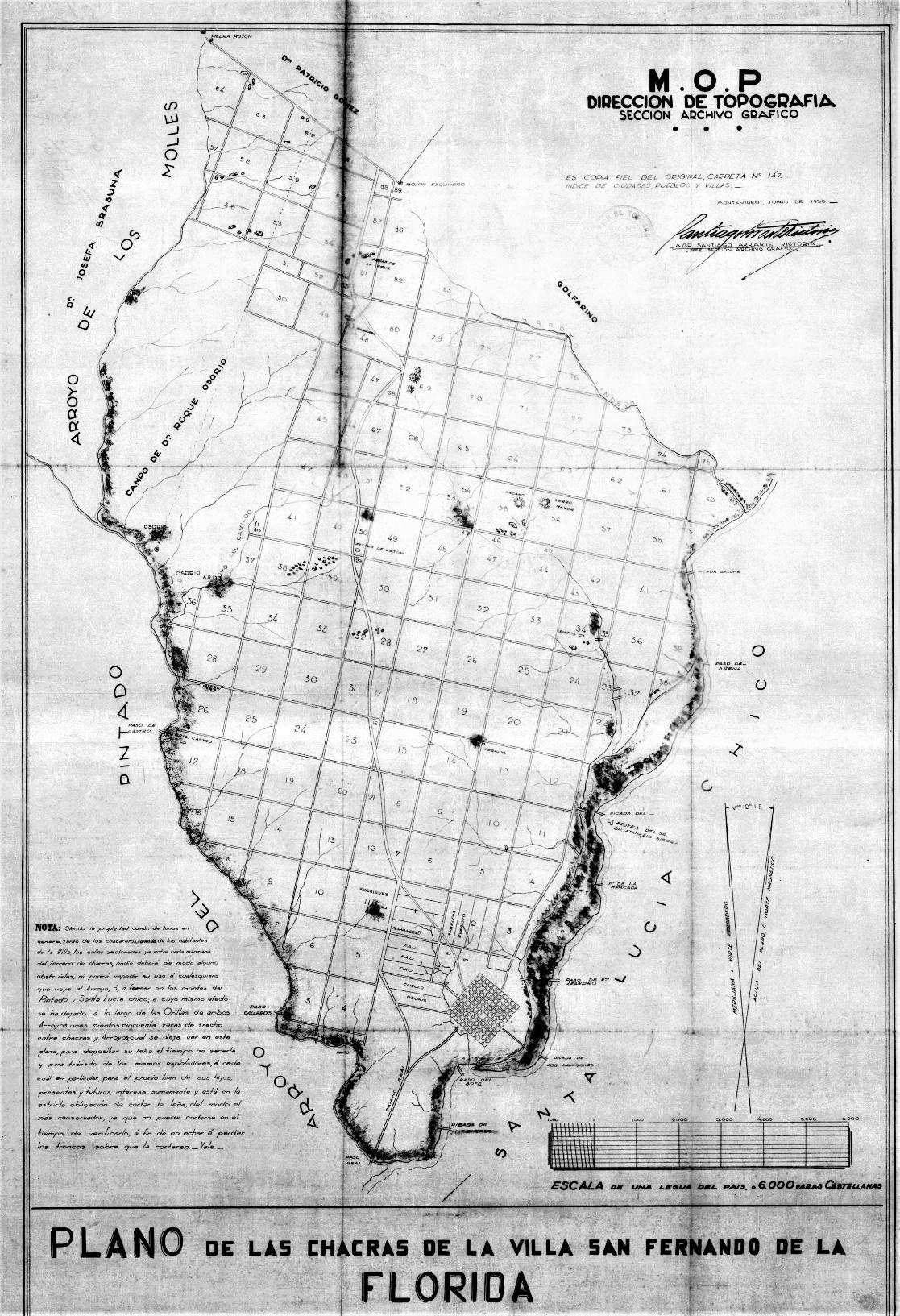 Ejido
y chacras de la Villa de Florida (1855).