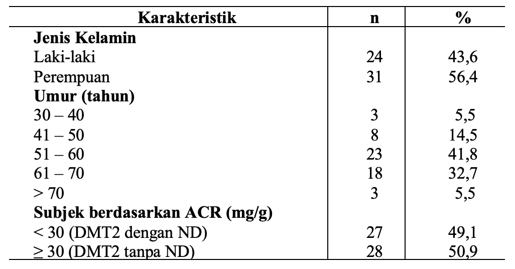 Karakteristik Subjek Penelitian