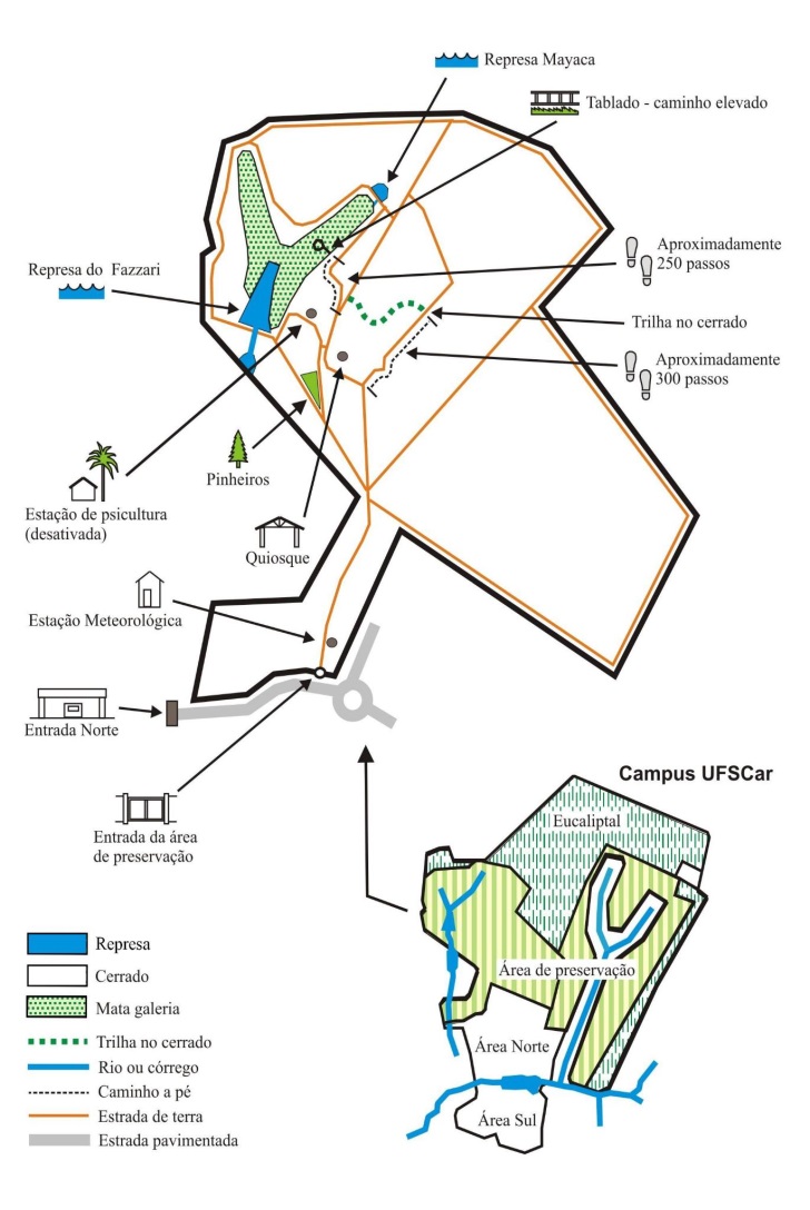  Mapa de localização do fragmento de Cerrado, campus
da UFSCAR