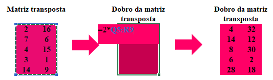 Comandos
para determinar o dobro da matriz transposta