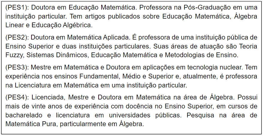 Perfil dos quatro professores formadores[4]