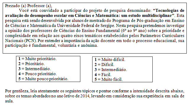 Fragmento do questionário aplicado aos professores