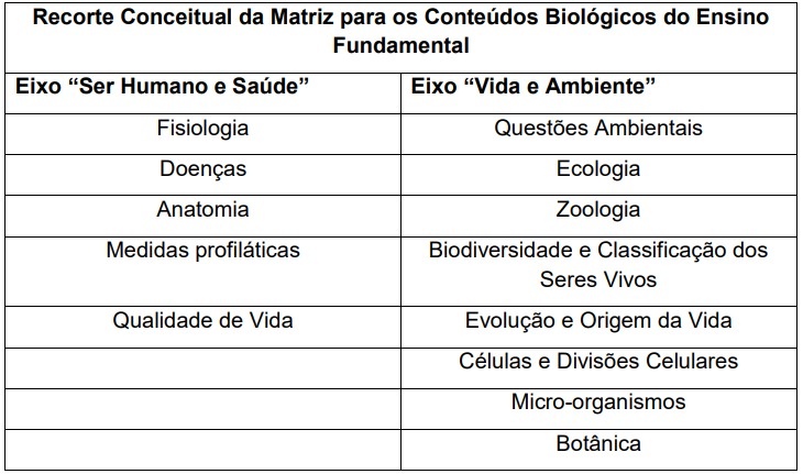 Recorte conceitual da matriz proposta