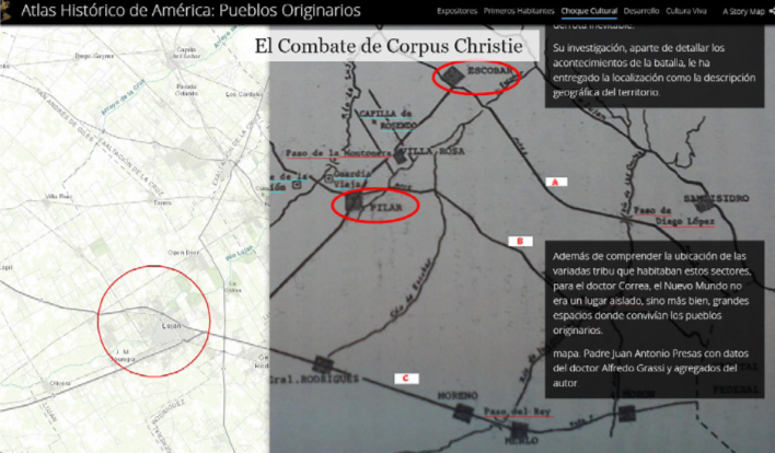 Mapa interactivo con mapa histórico de presentación de ponente Atlas
						   Histórico de América.