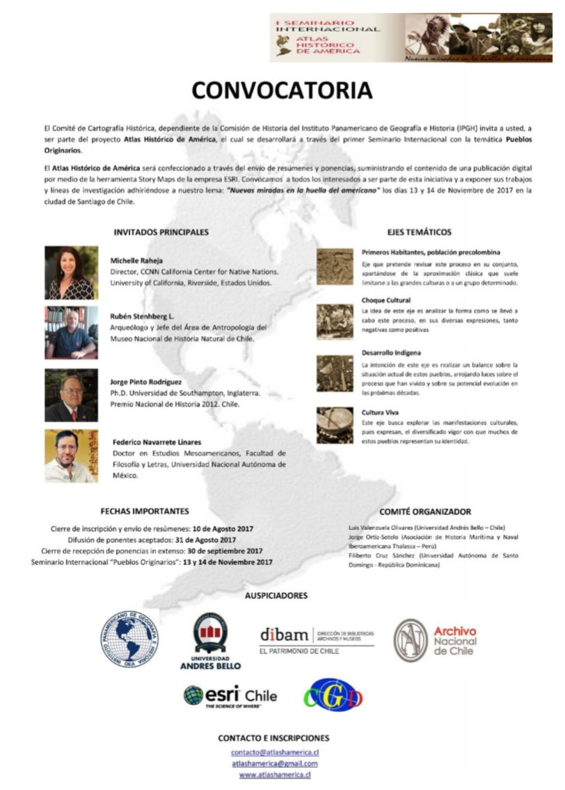 Afiche de llamado para postular al Seminario Internacional en versión
						 español.