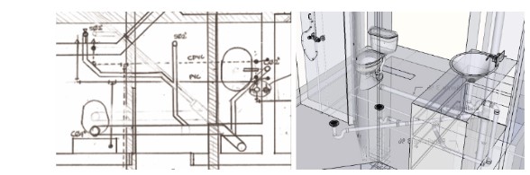 Comparación de resultados entre el grupo testigo y el grupo gestor (detalles ampliados de la figura 3.1 y 3.2). La diferencia entre la imagen izquierda (grupo testigo) y la imagen derecha (grupo gestor), permite corroborar que los estudiantes del grupo gestor deben efectuar un mayor esfuerzo cognitivo, permitiéndole al docente una visualización y valoración del aprendizaje; en contraste en el grupo testigo, el docente no puede comprobar los procesos de aprendizaje obtenidos por los estudiantes, como se ha hecho tradicionalmente mediante planos bidimensionales. 