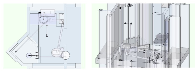 Simulación tridimensional de las fases del proceso. Las imágenes
superiores representan las condiciones estructurales,
y como el estudiante tuvo en cuenta la integración entre estructura e
instalaciones técnicas. 