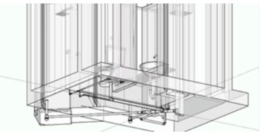 Simulación tridimensional de los componentes integrados con el
sistema estructural. La imagen superior representan
los componentes técnicos hidrosanitarios y su
afectación con la estructura, son perceptibles los errores que comete el estudiante, pero se aprecia
el esfuerzo por definir todos los elementos que intervienen en el proyecto, inclusive con sus especificaciones
técnicas.