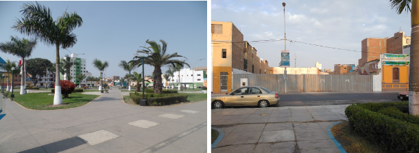 Figura 14. Plaza Isabel La Católica en donde se puede observar uno de los últimos multifamiliares construidos y el ahora demolido Cine de Bellavista, Figura 15. Estado actual del lote donde
antiguamente se localizaba el Cine de
Bellavista, donde anterior a él, se ubicó el llamado Palacio de Los Virreyes.
Demolido bajo la autorización de la Municipalidad del distrito