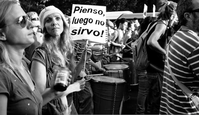 Durante una manifestación por las calles de Málaga