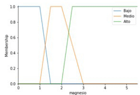 Conjunto difuso de entrada – Magnesio.