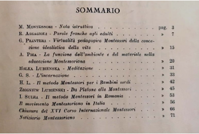 Sumário da revista
Montessori
