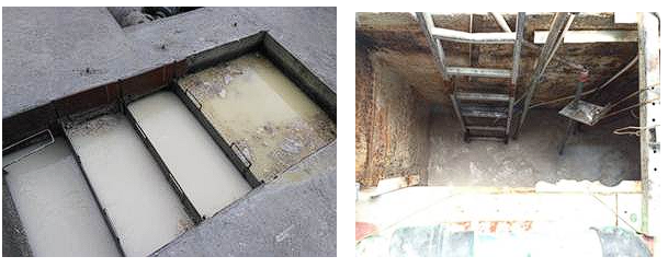 A. Punto de entrada de agua ruda y sistema de tamizaje; B. Tanque
homogeneizar.