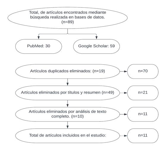 Diagrama de conceptualización del proceso de búsqueda de información, según la
metodología PRISMA empleada para el estudio