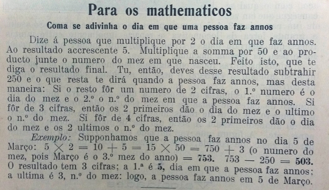 Adivinhando o dia e mês de nascimento