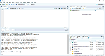 Interfaz de plataforma RStudio.