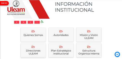 Página de información
institucional de la web ULEAM